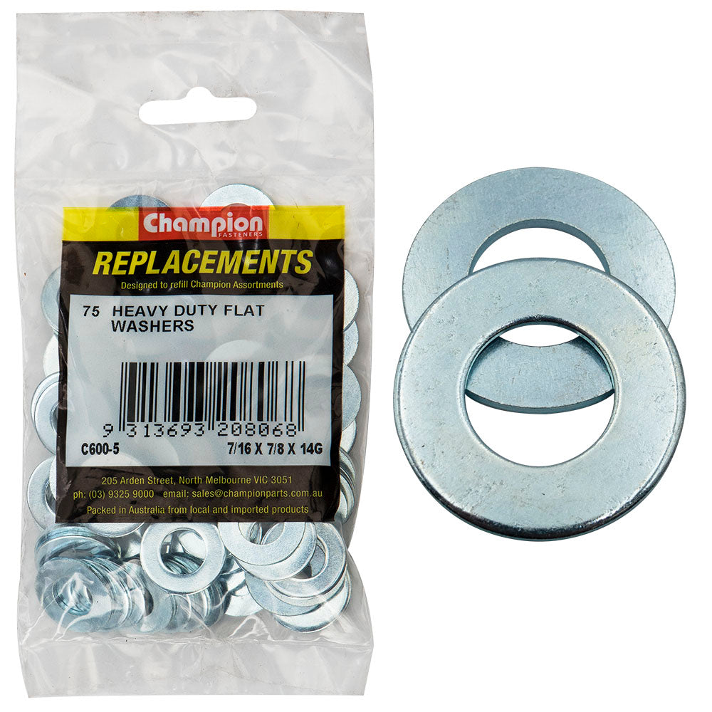 Champion Fasteners Washer Flat Heavy Duty M11 X 22 X 2mm Zinc Plated C600-5