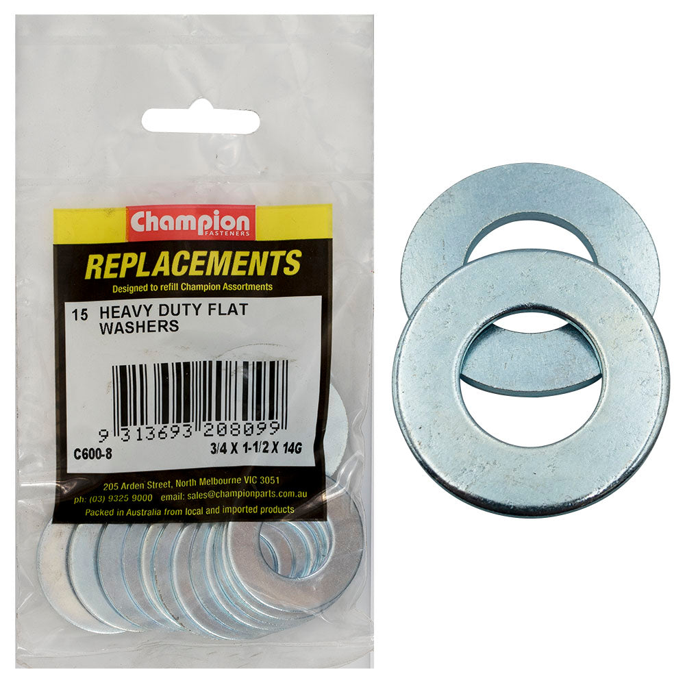 Champion Fasteners Washer Flat Heavy Duty M19 X 38 X 2mm Zinc Plated C600-8