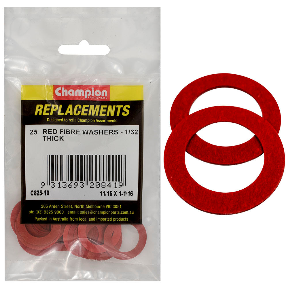 Champion Fasteners Washer Flat Fibre 11/16In X 1 1/16In X 1/32In Red C825-10