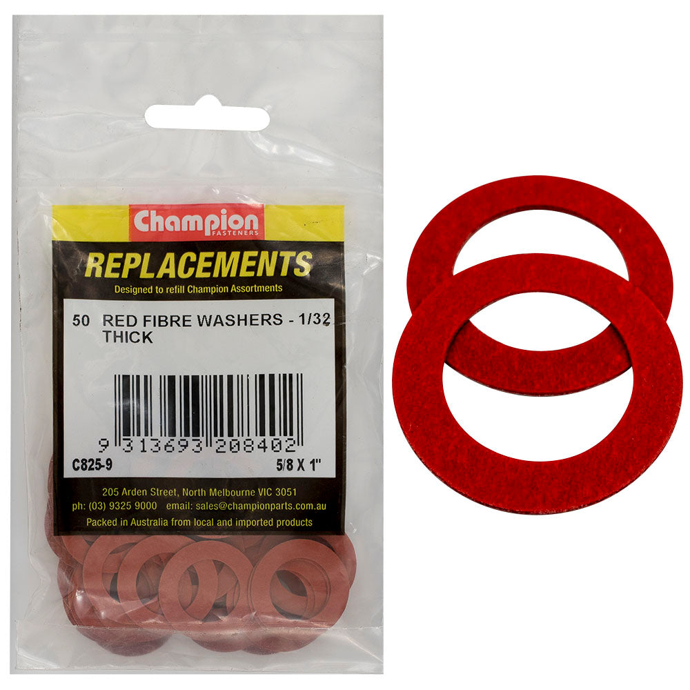 Champion Fasteners Washer Flat Fibre 5/8In X 1In X 1/32In Red C825-9