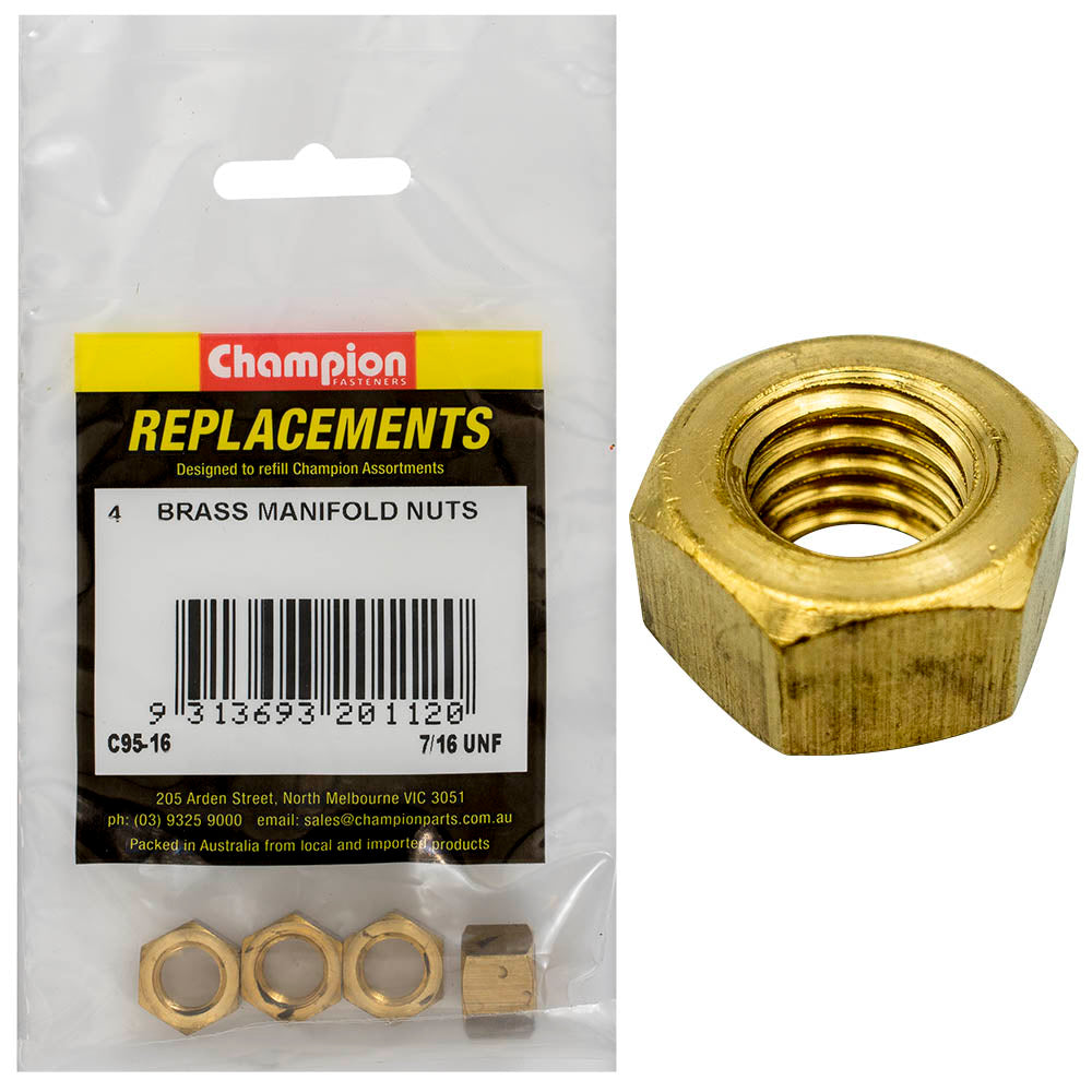 Champion Fasteners Manifold Nut Brass 7/16In Unf C95-16
