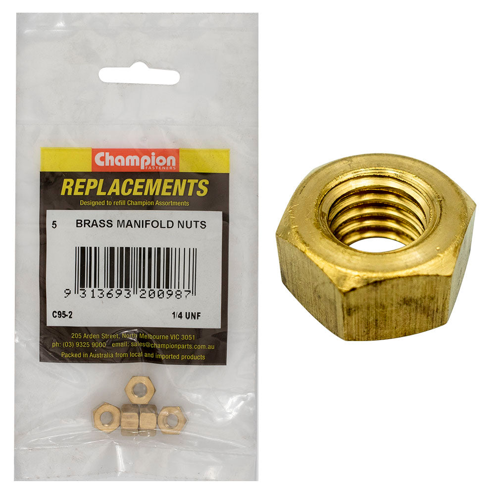 Champion Fasteners Manifold Nut Brass 1/4In Unf C95-2