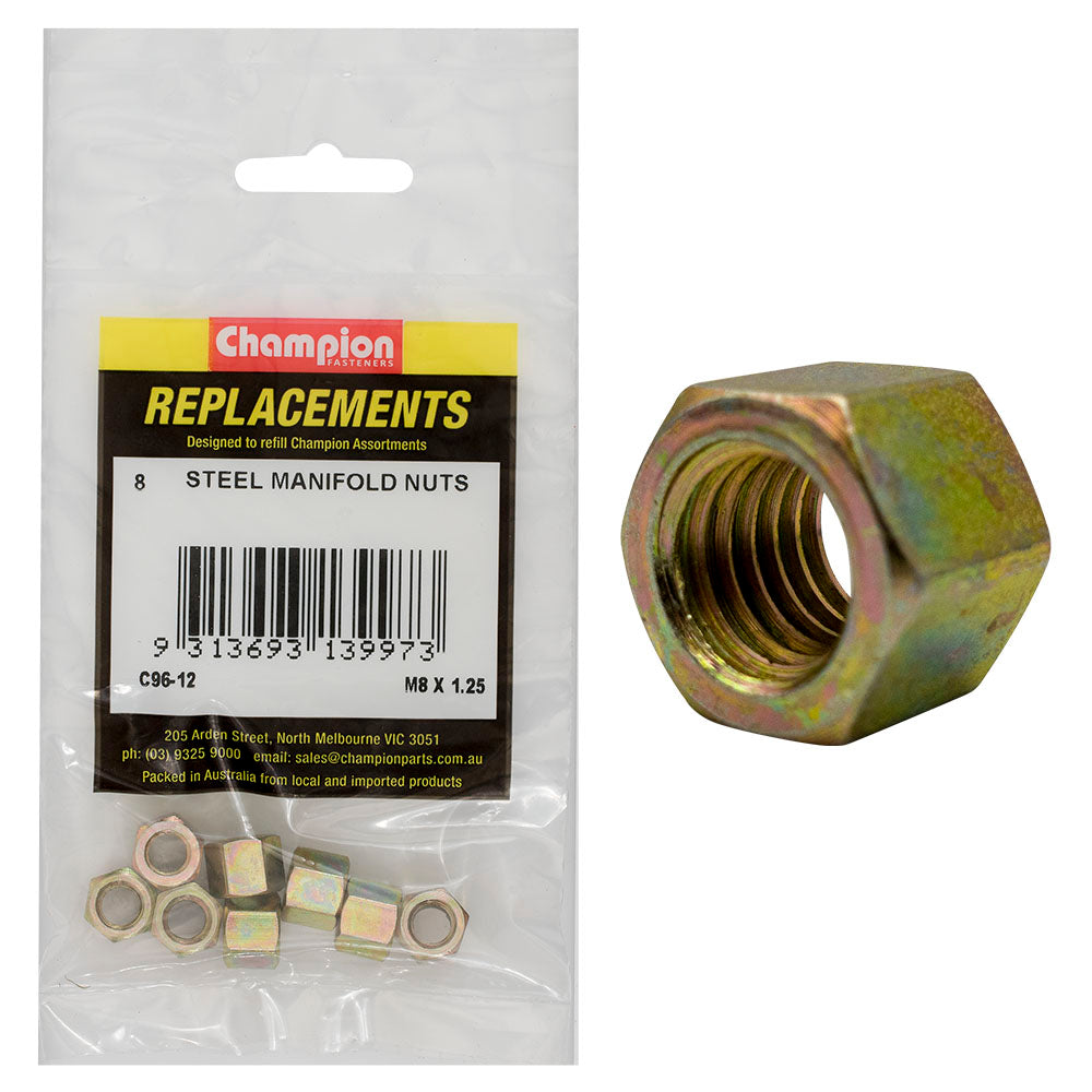 Champion Fasteners Hex Nut Manifold Steel M8 X 1.25mm C96-12