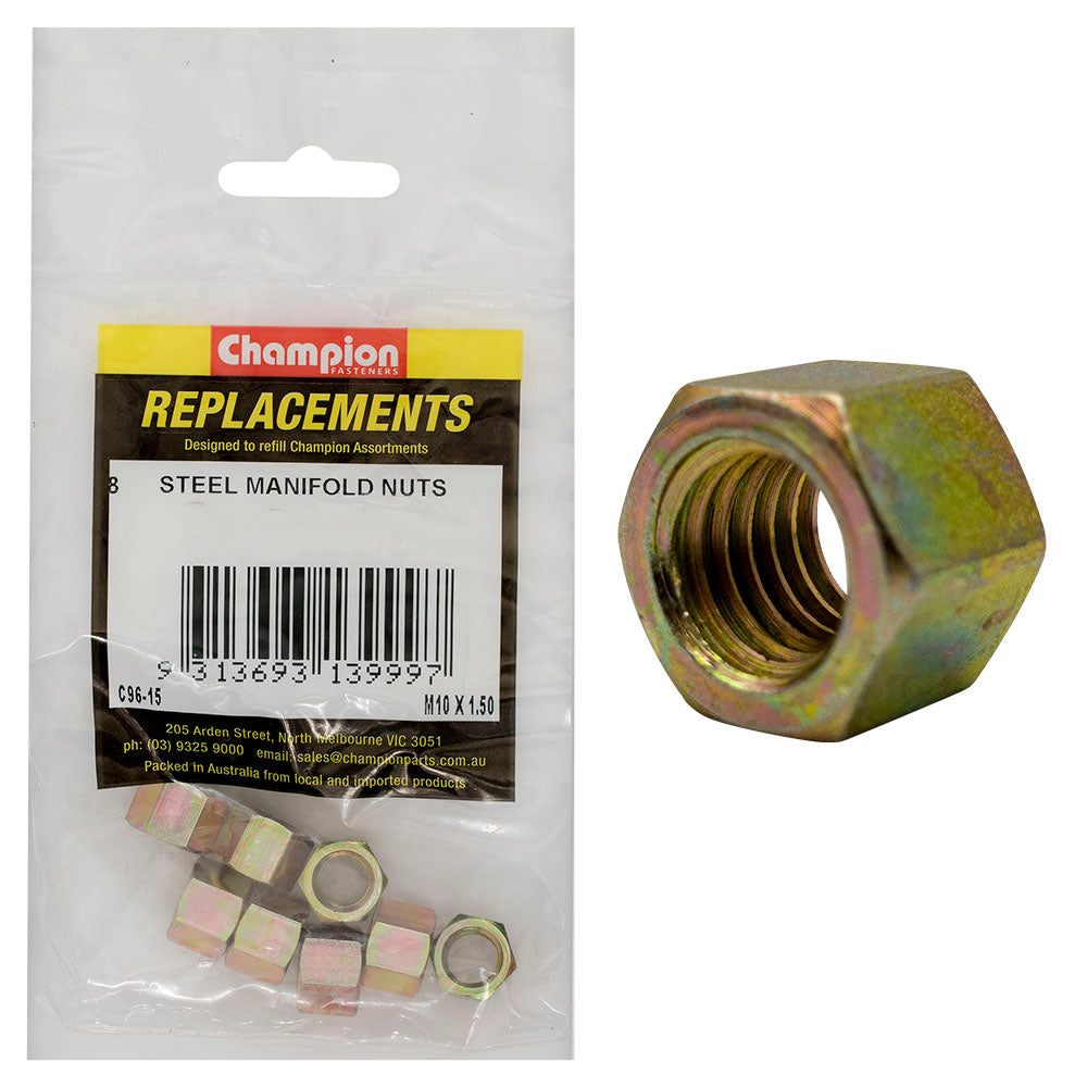 Champion Fasteners Hex Manifold Nut Steel M10 X 1.5mm C96-15