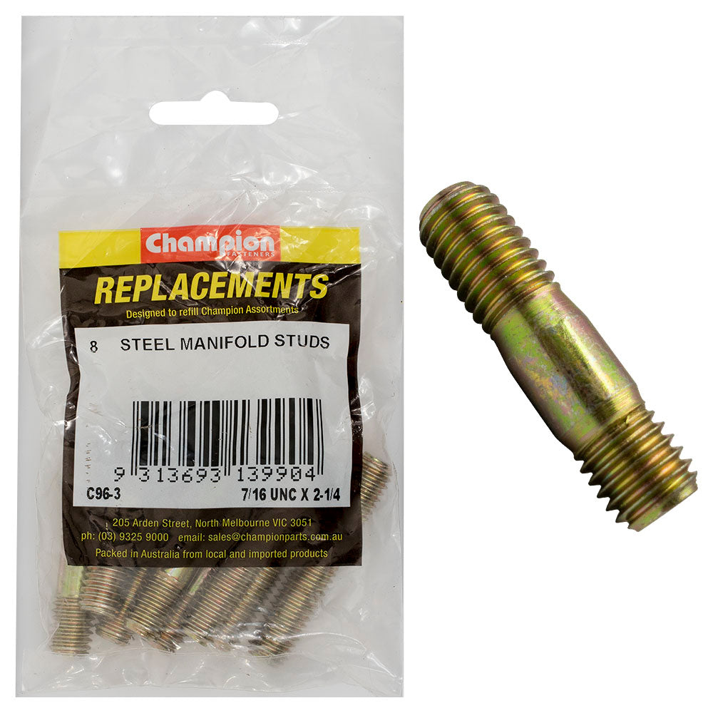 Champion Fasteners Manifold Stud 7/16In X 2 1/4In Unc C96-3
