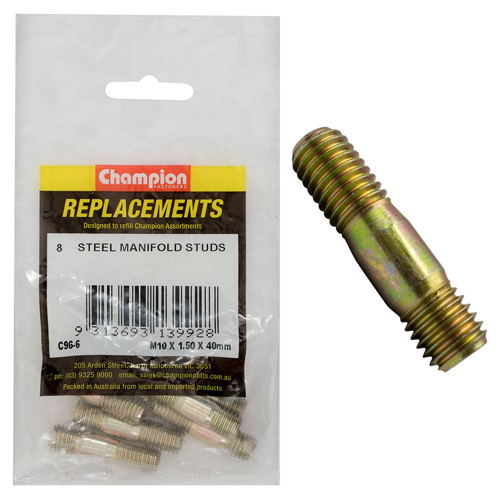 Champion Fasteners Manifold Stud M10 X 40 X 1.5mm C96-6