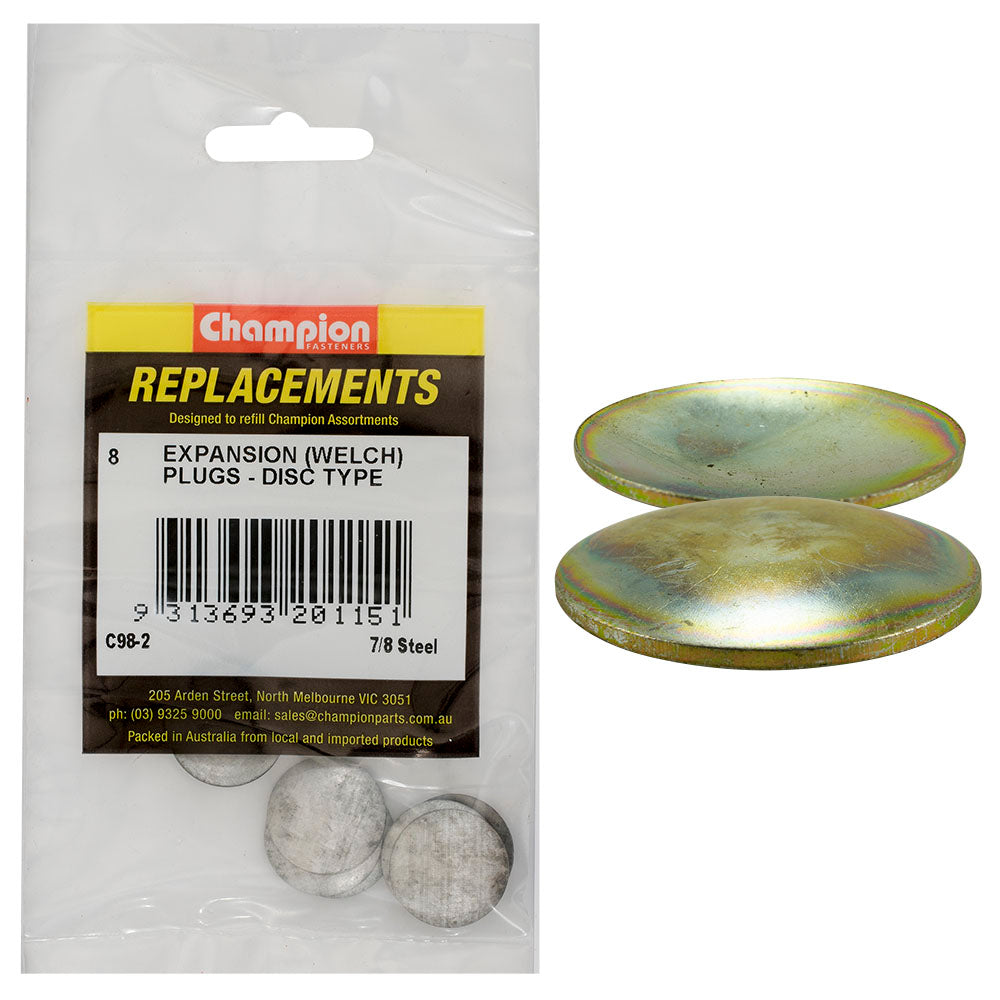 Champion Fasteners Welch Plug Disc Steel 7/8In C98-2