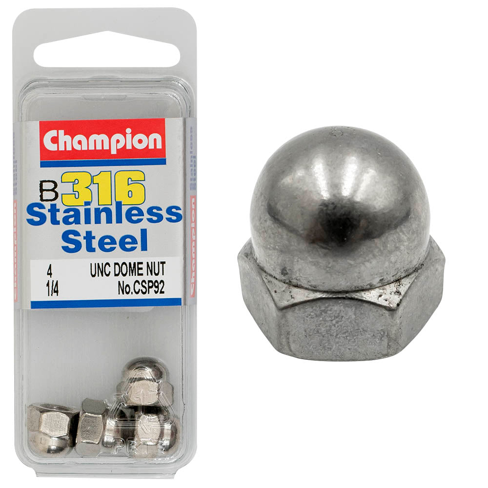 Champion Fasteners Hex Nut Dome Stainless Steel 1/4In 316/A4 CSP92
