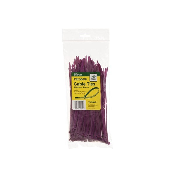 Tridon Cable Tie Purple 200X4.8mm 100 Pack CT205PUCD