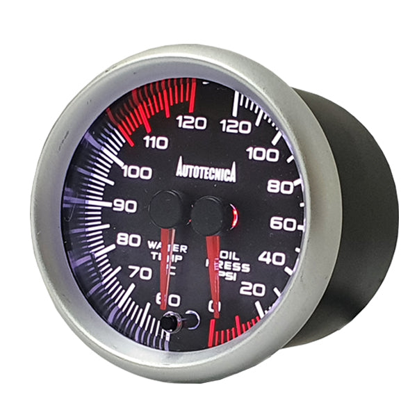 Autotecnica 60Mm Dual Needle Water Temp / Oil Pressure Gauge DGWO