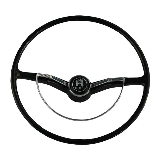 Autotecnica Steering wheel chrome ring & button For VW Volkswagen Beetle 1955-1965 Black DS5367BK