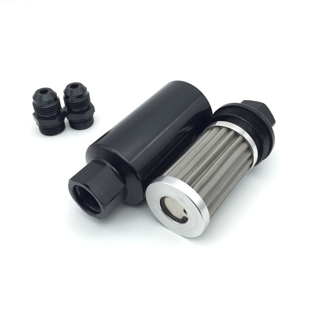 Autotecnica Aluminum Black Fuel Filter with Magnet 5.5in x 2.25in AN10 DS5572BK