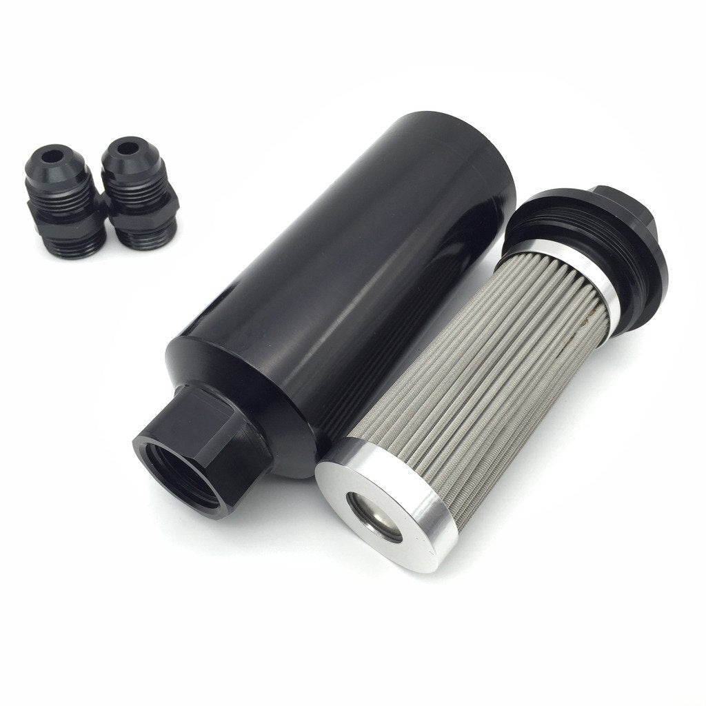 Autotecnica Aluminum Black Fuel Filter with Magnet 7.25in x 2.5 AN12 DS5573BK