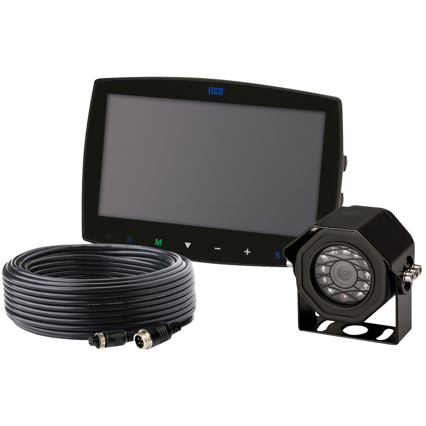 Ecco Camera Kit 7In Colour Lcd Monitor Split Screen/Quad View Capable 11 LED Colour Camera Ip69K 12-24V 20M Cable EC7000-QK