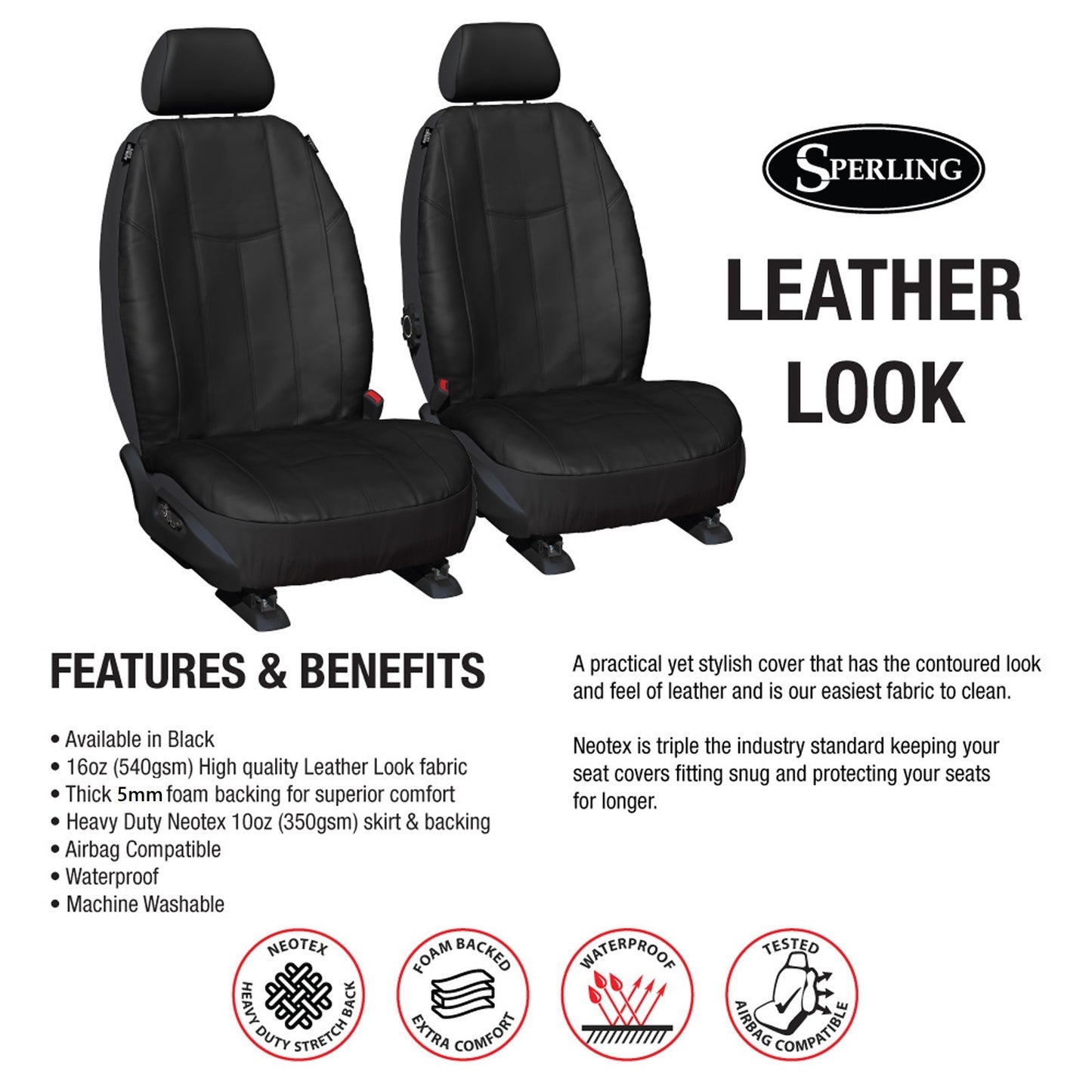 Sperling Empire Leather Front Black Seat Cover Suits Yaris Cross 2020-On RM1244EMB