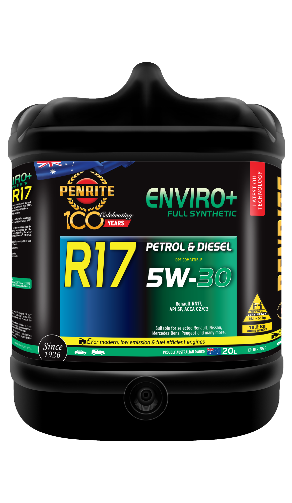 Penrite Enviro+ R17 SAE 5W-30 Full-Syn Engine Oil 20L EPLUSR17020