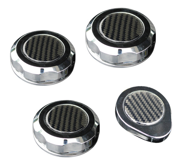 Autotecnica Ford Mustang 5.0L V8 4 Piece Chrome Cap Set with Carbon Fibre Inserts 2015-2018 FMEKS