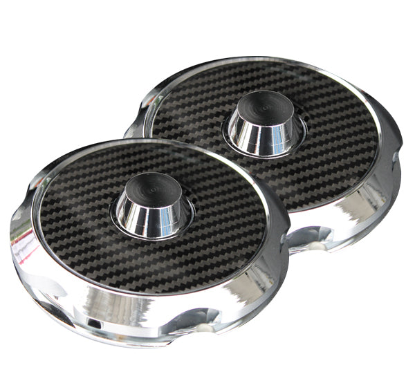 Autotecnica Ford Mustang 5.0 V8 Chrome Strut Top Covers with Carbon Fibre Inserts 2015-2018 FMFS