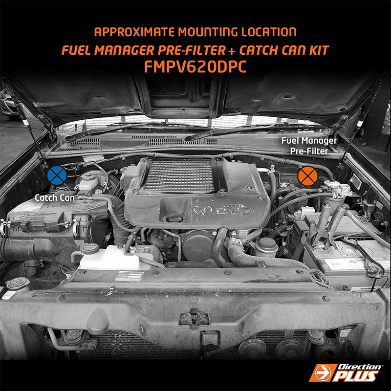 Direction Plus Fuel Manager Pre-Filter and Catch Can Kit Toyota Prado 150 Series FMPV620DPC