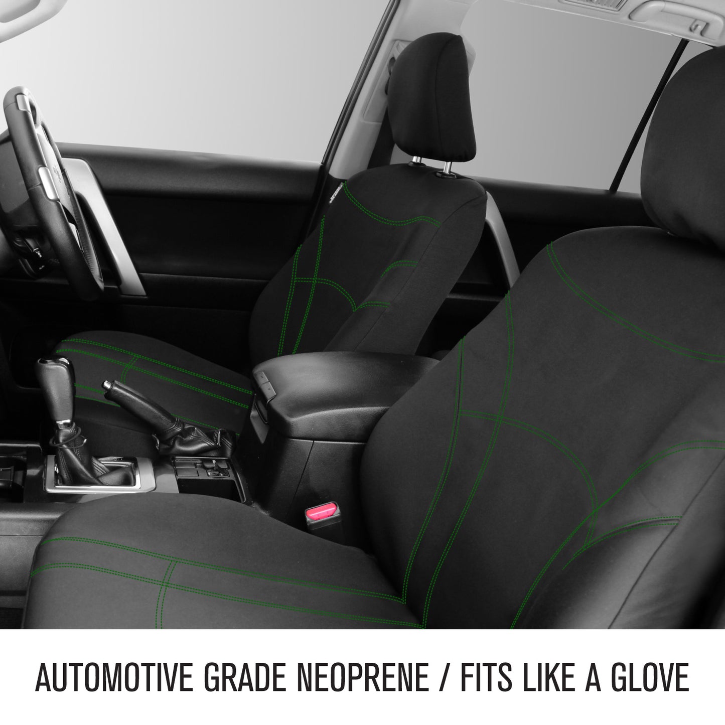 Sperling Getaway Neoprene Front Black - Green Stitch Seat Covers Suits Outback BT 2020-On RM1266GBG