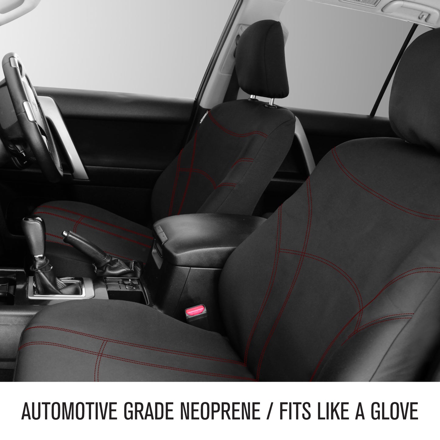 Sperling Getaway Neoprene Front Black - Red Stitch Seat Covers Suits GS ZS ZST 2017-On RM1102GBR