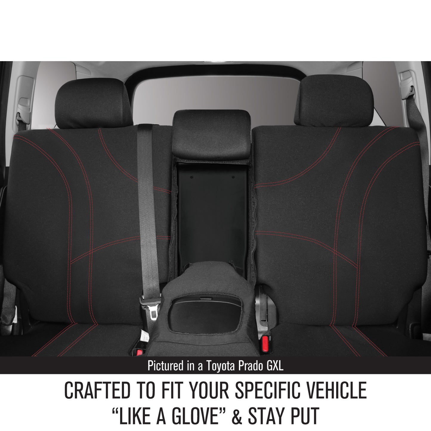 Sperling Getaway Neoprene Rear Black - Red Stitch Seat Covers Suits BT50 DMax Dual 2020-On RM5210GBR