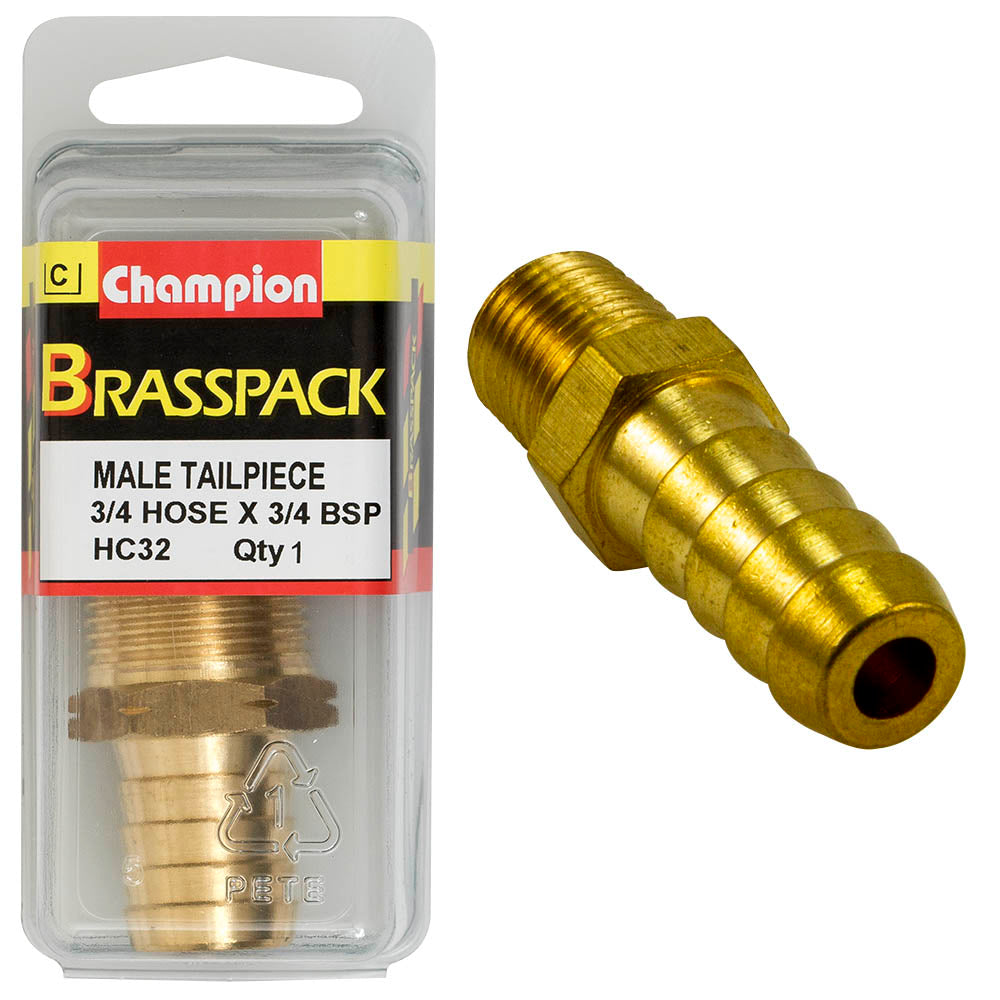 Champion Fasteners Hose Tail Straight Male Brass 3/4In X 3/4In HC32