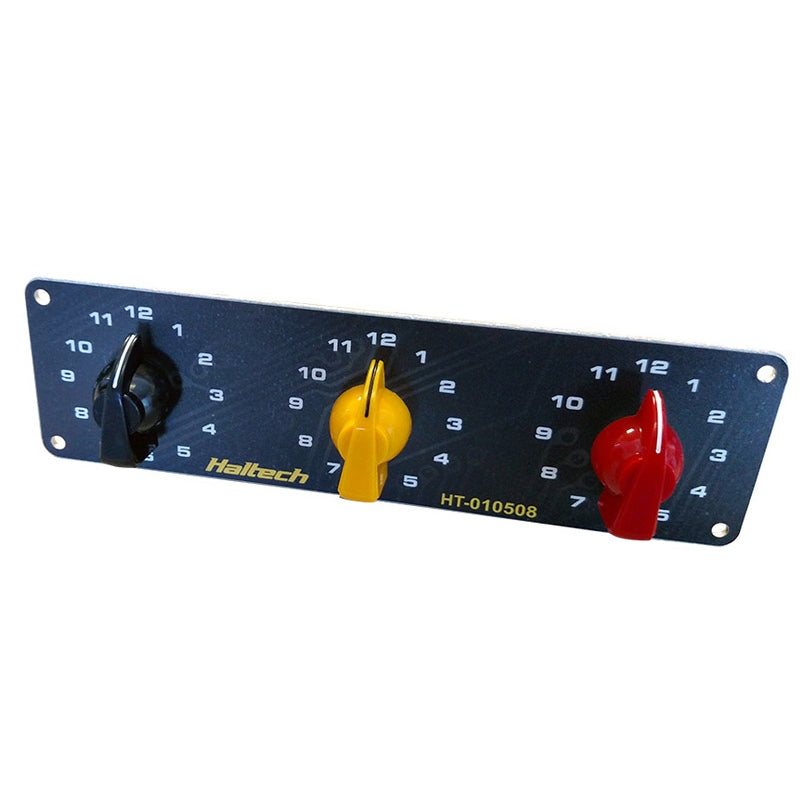 Haltech Triple Switch Panel Only - includes Yellow & Red knobs HT-010508