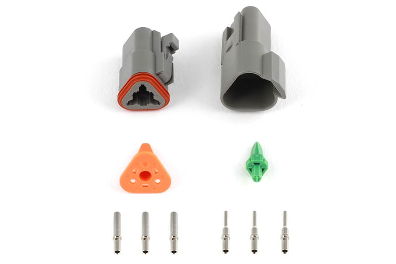 Haltech Plug and Pins Only - Matching Set of Deutsch DT-3 Connectors  (DT06-3S + DT04-3P) - ( 13 Amp) HT-031113