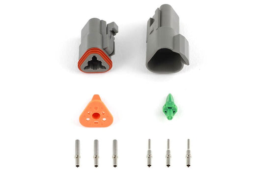 Haltech Plug and Pins Only - Matching Set of Deutsch DT-3 Connectors  (DT06-3S + DT04-3P) - ( 13 Amp) HT-031113
