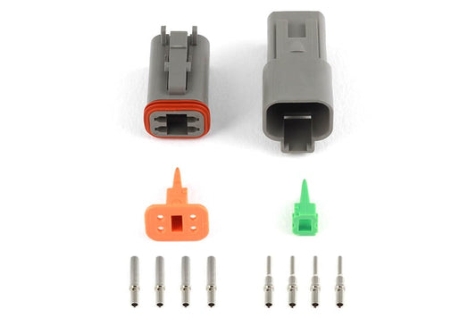 Haltech Plug and Pins Only - Matching Set of Deutsch DT-4 Connectors  (DT06-4S + DT04-4P) - ( 13 Amp) HT-031114