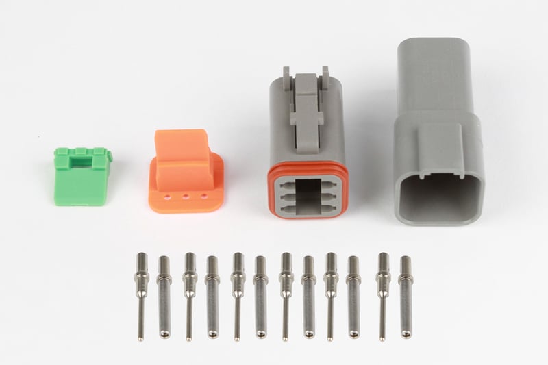 Haltech Plug and Pins Only - Matching Set of Deutsch DT-6 Connectors  (DT06-6S + DT04-6P) - ( 13 Amp) HT-031115