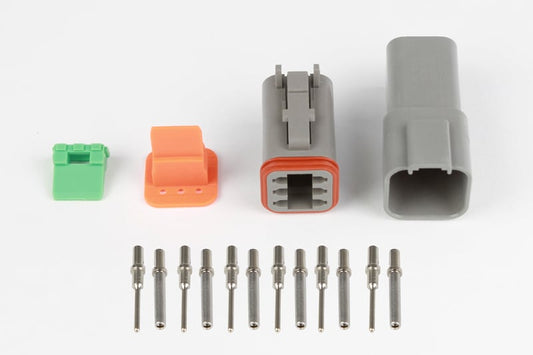 Haltech Plug and Pins Only - Matching Set of Deutsch DT-6 Connectors  (DT06-6S + DT04-6P) - ( 13 Amp) HT-031115