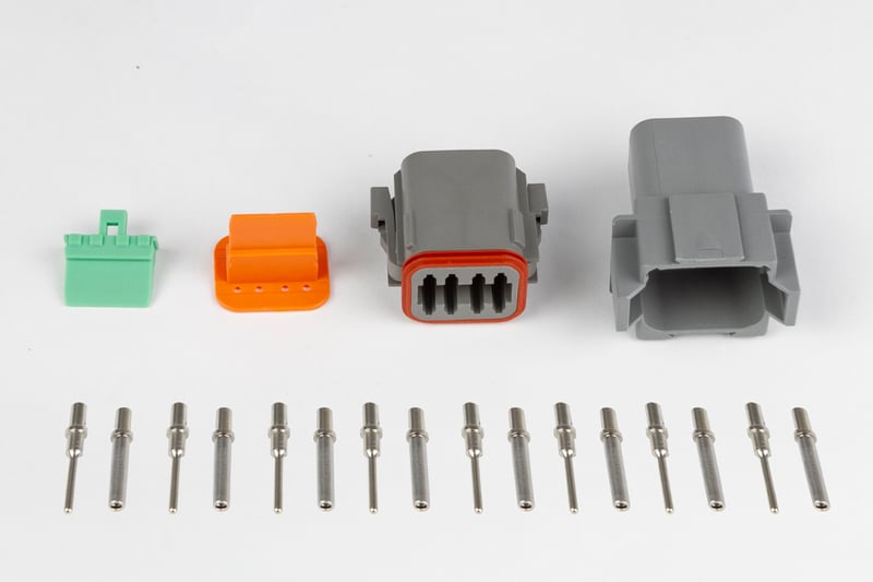 Haltech Plug and Pins Only - Matching Set of Deutsch DT-8 Connectors  (DT06-8S + DT04-8P) - ( 13 Amp) HT-031116
