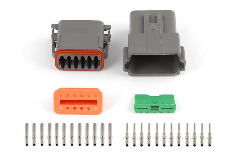 Haltech Plug and Pins Only - Matching Set of Deutsch DT-12 Connectors  (DT06-12S + DT04-12P) - ( 13 Amp) HT-031117