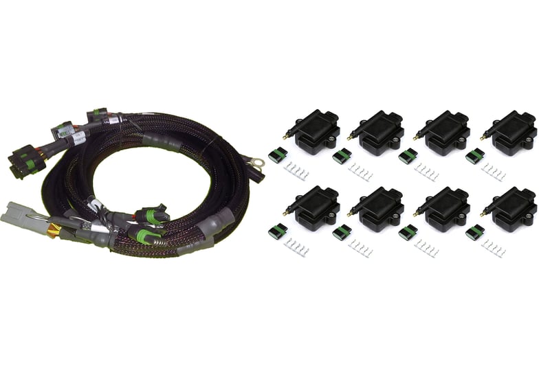 Haltech V8 GM/Chrysler Hemi Small/Big Block 8 x Individual High Output IGN-1A Inductive Coil and Harness Kit HT-130312