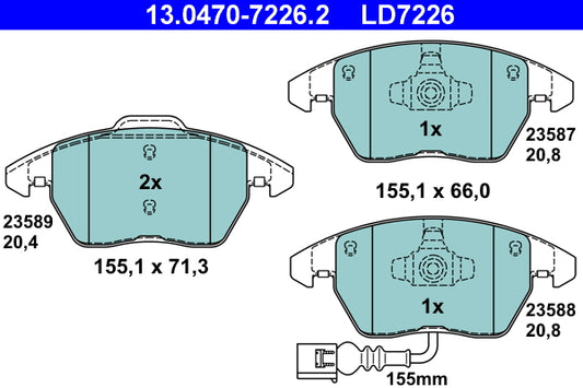 ATE Ceramic Brake Pad Set Front 13.0470-7226.2