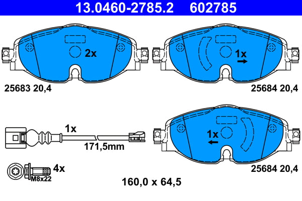ATE Brake Pad Set Front 13.0460-2785.2