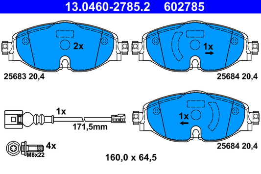 ATE Brake Pad Set Front 13.0460-2785.2