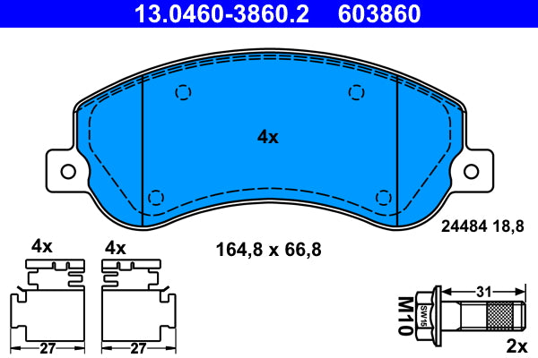 ATE Brake Pad Set Front 13.0460-3860.2
