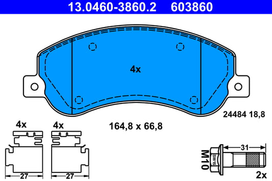 ATE Brake Pad Set Front 13.0460-3860.2