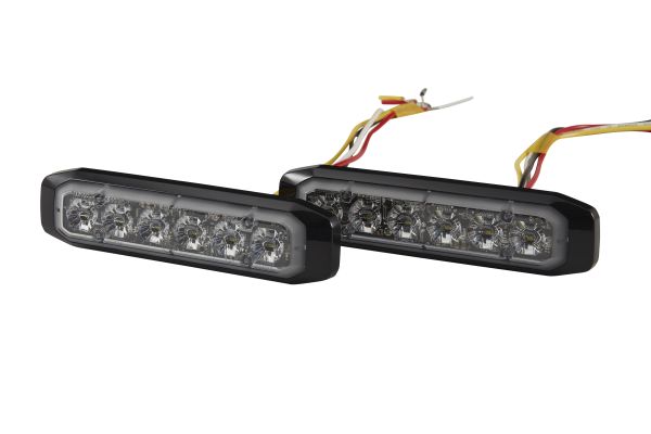 Hella 12/24V Bst Slim Directional Warning Lamp, White 6 Led, Surface Mount - 2 Pcs 2XD 014 562-901