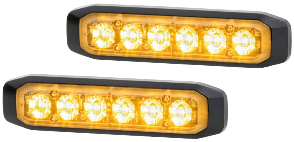 Hella - 12/24V Bst Slim Directional Warning Lamp, Amber 6 LED, Surface Mount - 2 Pcs 2XD 014 562-401