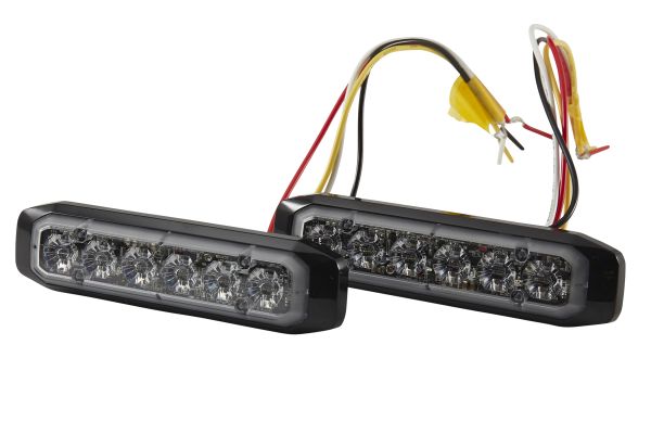 Hella 12/24V Bst Slim Directional Warning Lamp, Blue/Red 6 Led, Surface Mount - 2 Pcs 2XD 014 562-811