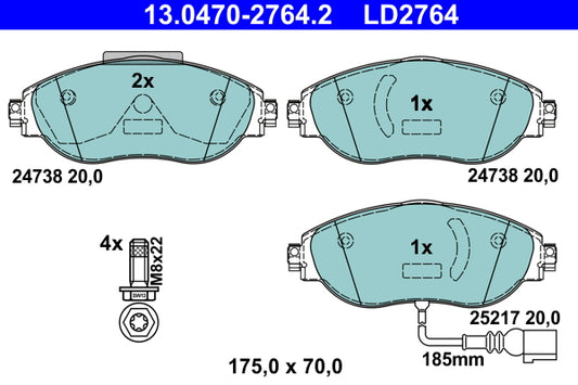 ATE Ceramic Brake Pad Set Front 13.0470-2764.2