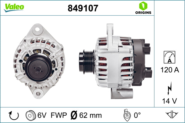 Valeo Alternator 12V 120A 849107