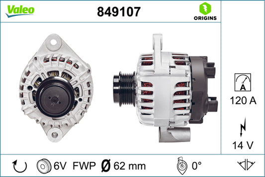 Valeo Alternator 12V 120A 849107