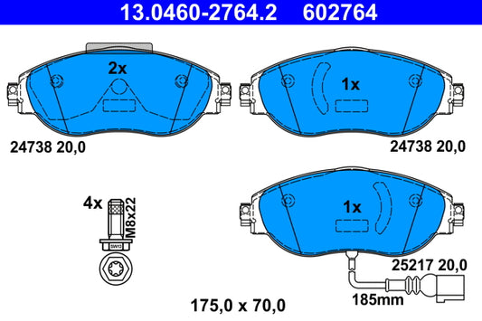 ATE Brake Pad Set Front 13.0460-2764.2