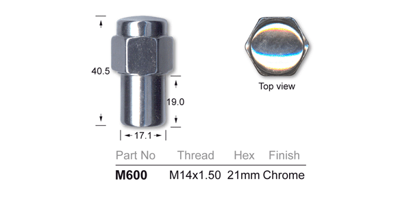 Nice Products Mag Wheel Nut Med Shank M600