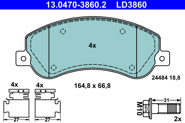 ATE Ceramic Brake Pad Set Front 13.0470-3860.2